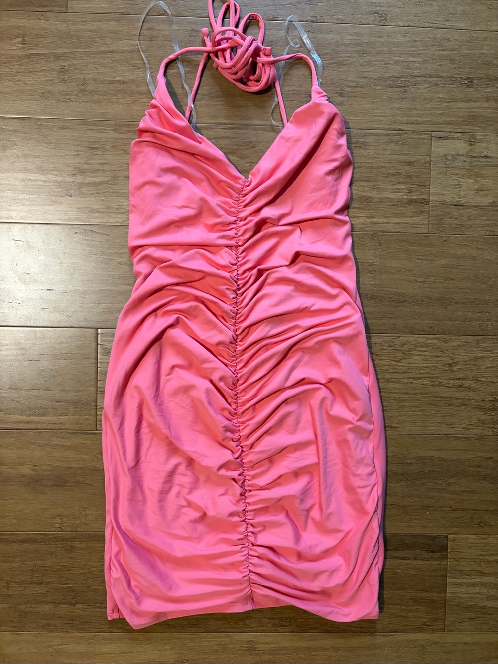 Windsor Neon Pink Ruched Mini Dress